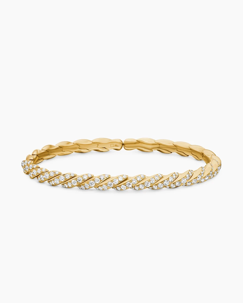Sculpted Cable Flex Bracelet 18K Yellow Gold with Diamonds