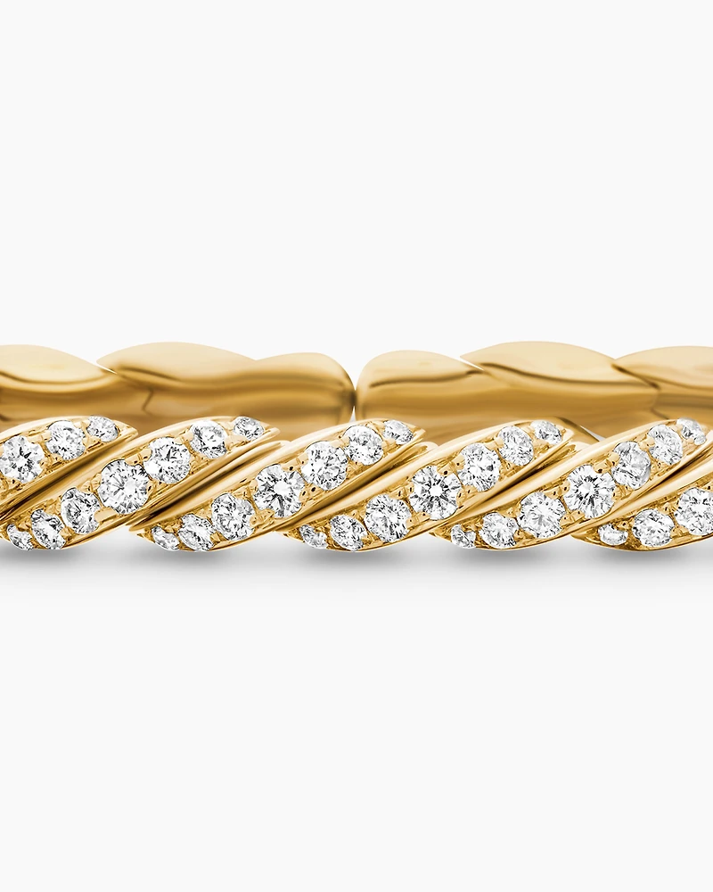 Sculpted Cable Flex Bracelet 18K Yellow Gold with Diamonds