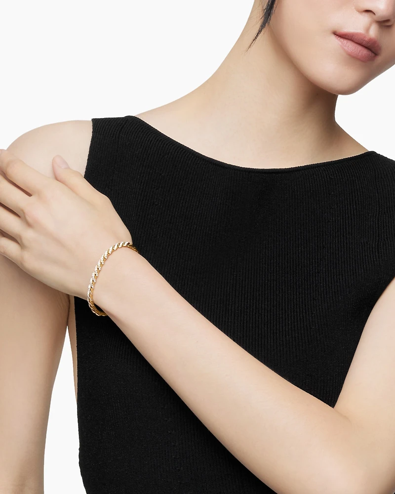 Sculpted Cable Flex Bracelet 18K Yellow Gold with Diamonds