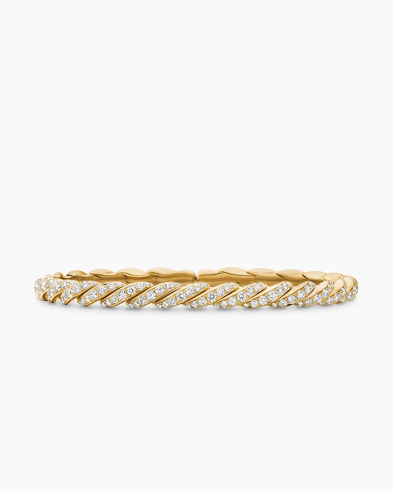 Sculpted Cable Flex Bracelet 18K Yellow Gold with Diamonds
