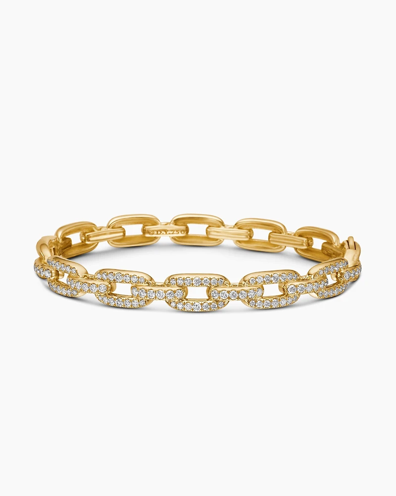 Stax Chain Link Bracelet in 18K Yellow Gold with Diamonds, 7mm