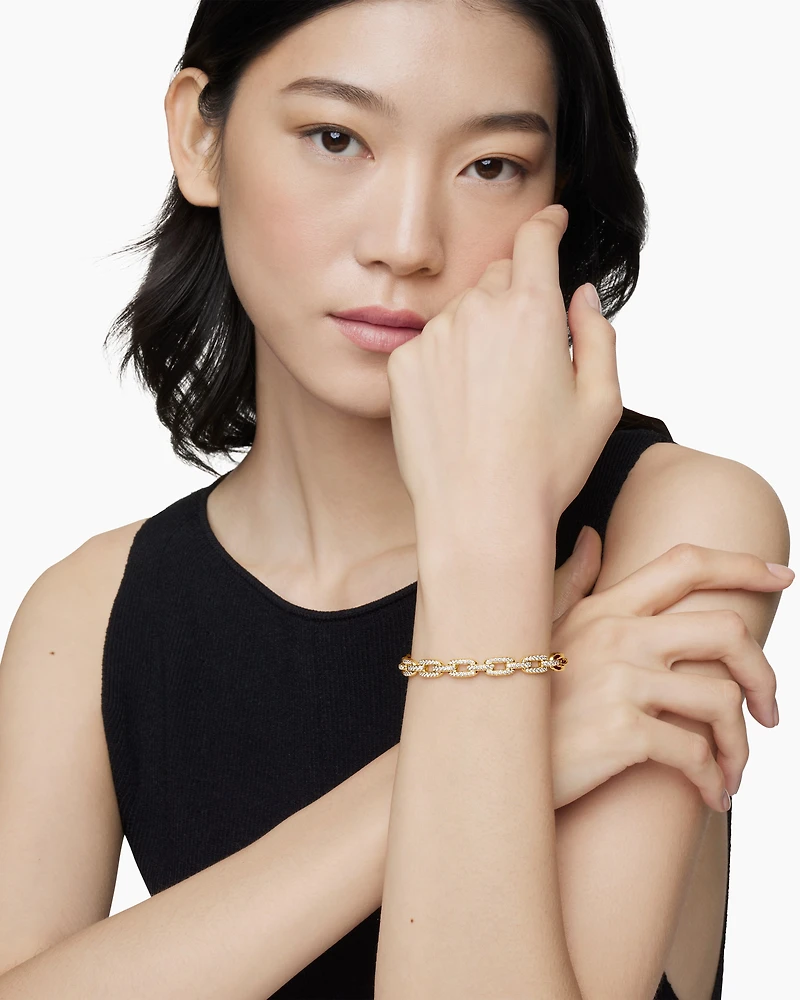 Stax Chain Link Bracelet in 18K Yellow Gold with Diamonds, 7mm