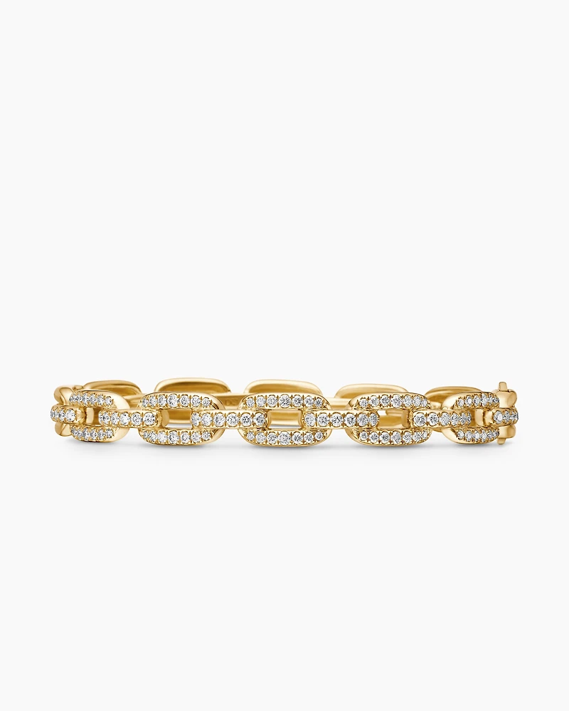 Stax Chain Link Bracelet in 18K Yellow Gold with Diamonds, 7mm