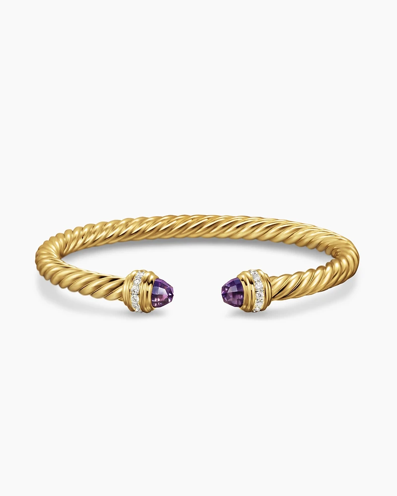 Classic Cablespira® Bracelet 18K Yellow Gold with Amethyst and Diamonds, 5mm