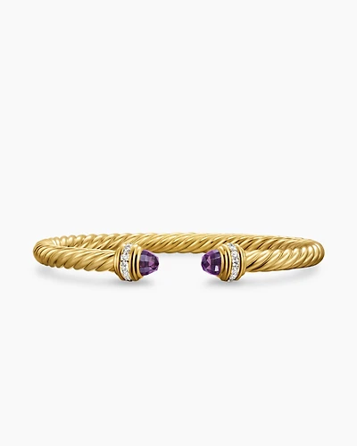 Classic Cablespira® Bracelet 18K Yellow Gold with Amethyst and Diamonds, 5mm