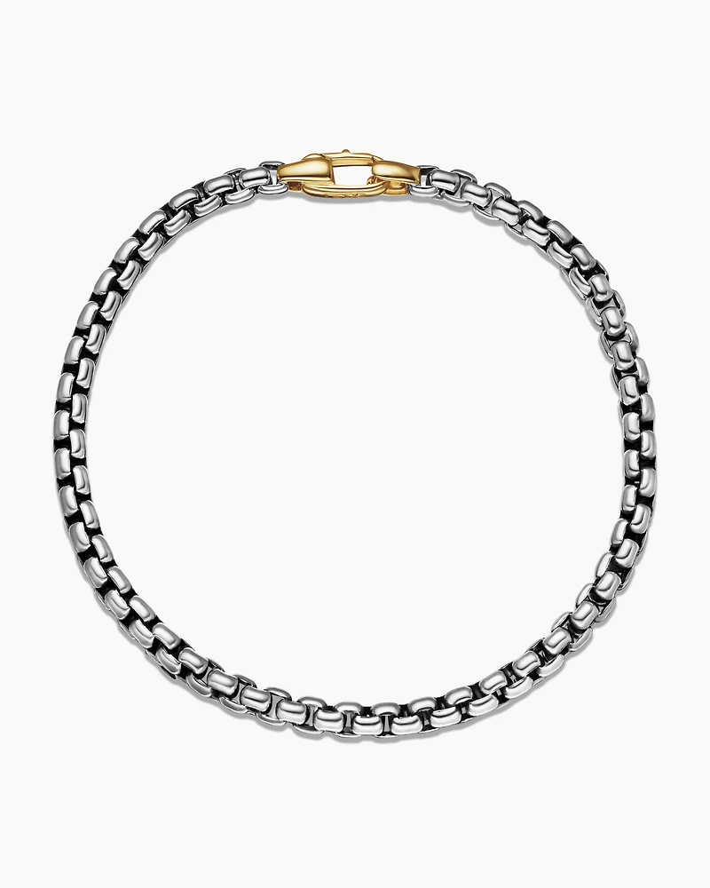 DY Bel Aire Box Chain Bracelet Sterling Silver with 14K Yellow Gold, 4mm