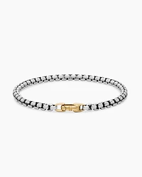 DY Bel Aire Box Chain Bracelet Sterling Silver with 14K Yellow Gold, 4mm