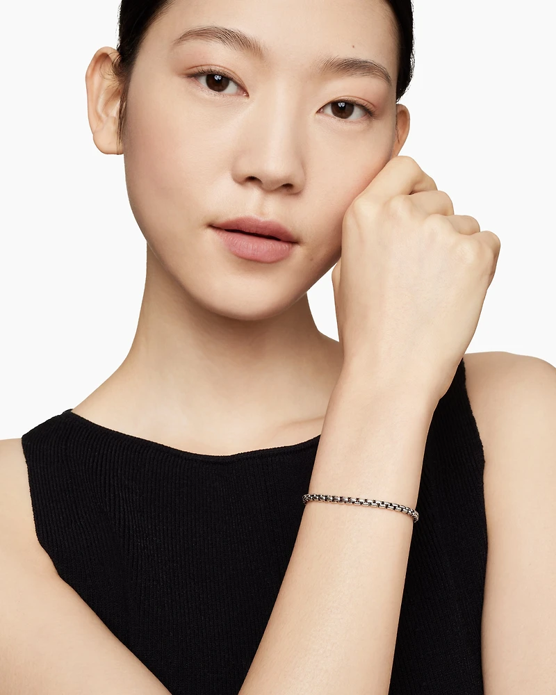 DY Bel Aire Box Chain Bracelet Sterling Silver with 14K Yellow Gold, 4mm