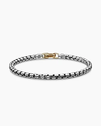 DY Bel Aire Box Chain Bracelet Sterling Silver with 14K Yellow Gold, 4mm