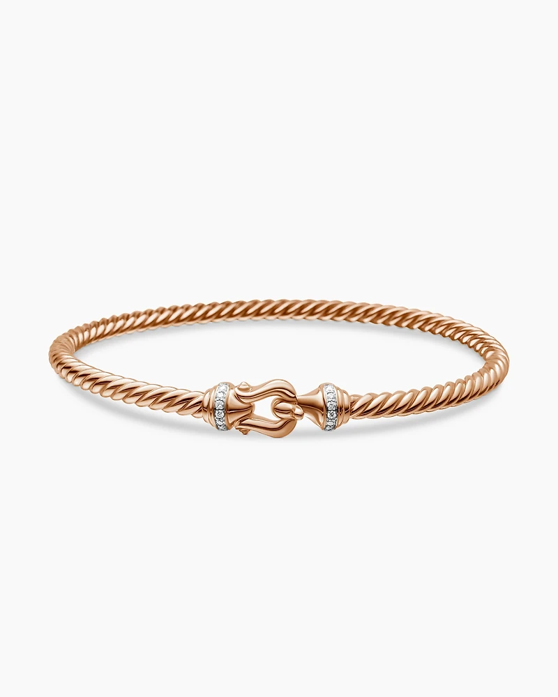 Buckle Bracelet 18K Rose Gold with Diamonds, 3.5mm