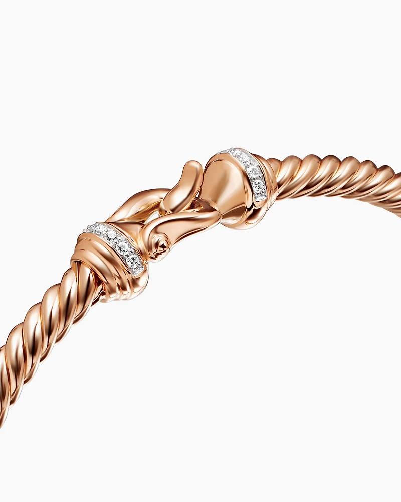 Buckle Bracelet 18K Rose Gold with Diamonds, 3.5mm