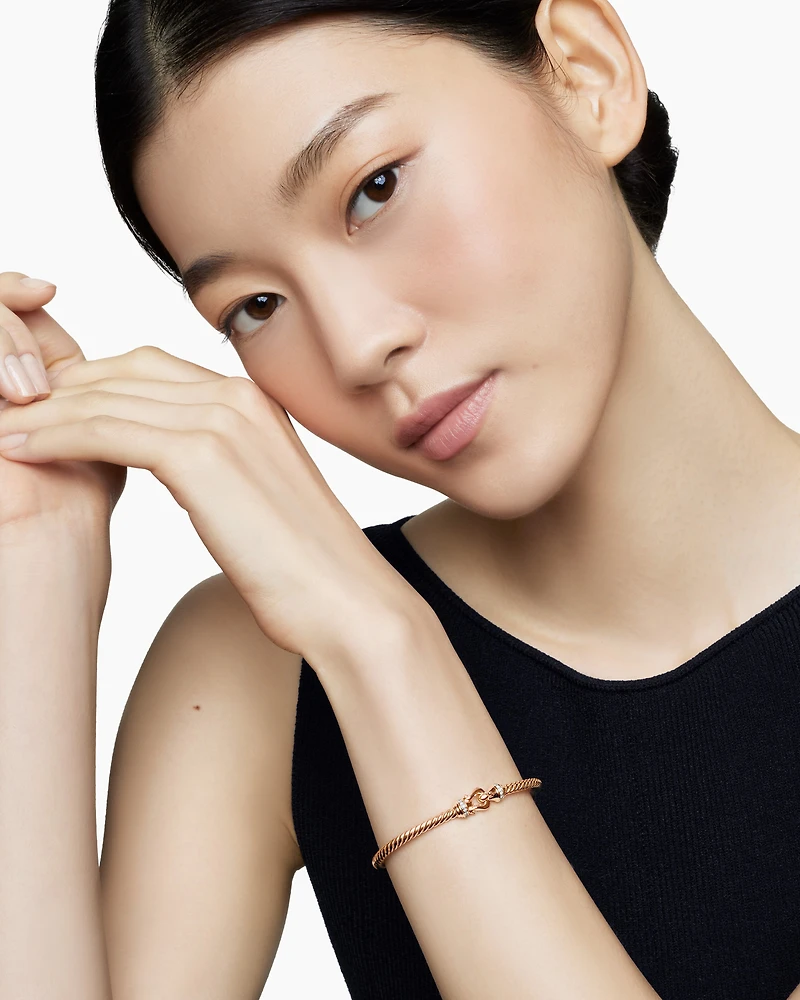 Buckle Bracelet 18K Rose Gold with Diamonds, 3.5mm