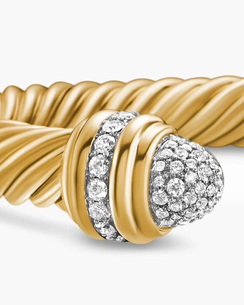 Cable Bracelet in 18K Yellow Gold with Diamonds, 7mm