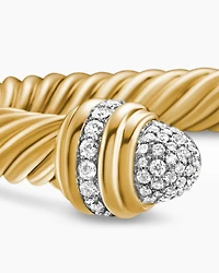 Cable Bracelet in 18K Yellow Gold with Diamonds, 7mm