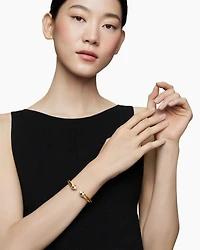 Cable Bracelet in 18K Yellow Gold with Diamonds, 7mm