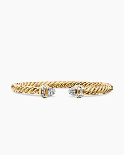 Empire Cable Bracelet 18K Yellow Gold with Diamonds, 5mm