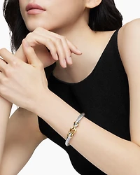 Buckle Classic Cable Bracelet Sterling Silver with 18K Yellow Gold and Rhodolite Garnets, 7mm