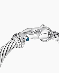 Buckle Classic Cable Bracelet Sterling Silver with Hampton Blue Topaz and Diamonds, 7mm