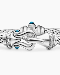 Buckle Classic Cable Bracelet Sterling Silver with Hampton Blue Topaz and Diamonds, 7mm