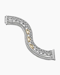 Multi Row Chain Bracelet with 18K Yellow Gold