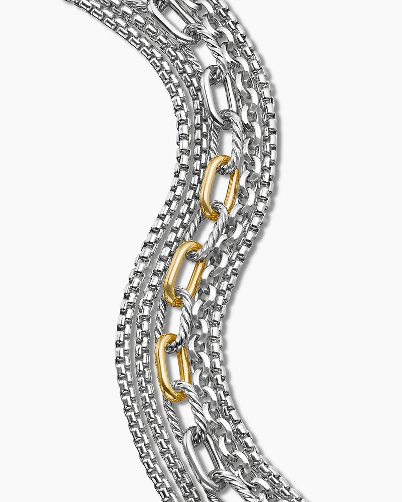 Multi Row Chain Bracelet with 18K Yellow Gold