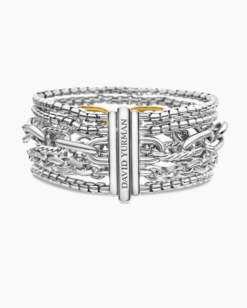 Multi Row Chain Bracelet with 18K Yellow Gold