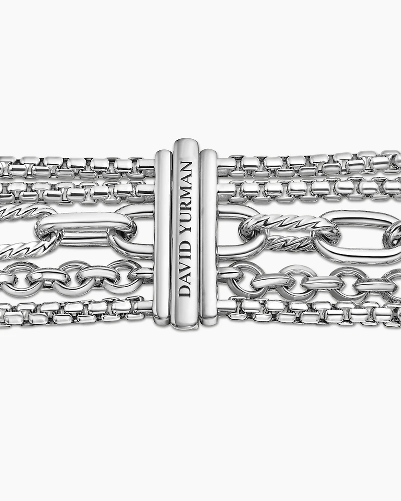 Multi Row Chain Bracelet with 18K Yellow Gold
