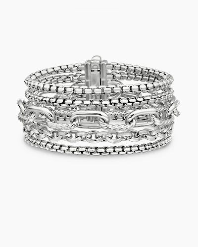 Multi Row Chain Bracelet Sterling Silver, 29mm