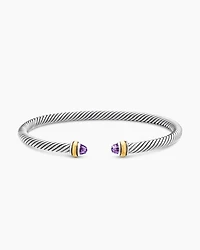 Classic Cable Bracelet Sterling Silver with 18K Yellow Gold and Amethyst, 4mm