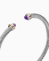 Classic Cable Bracelet Sterling Silver with 18K Yellow Gold and Amethyst, 4mm