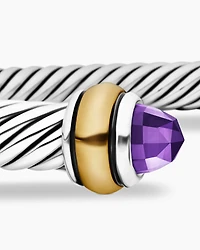 Classic Cable Bracelet Sterling Silver with 18K Yellow Gold and Amethyst, 4mm