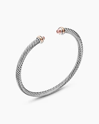 Classic Cable Bracelet Sterling Silver with 18K Rose Gold and Morganite, 4mm