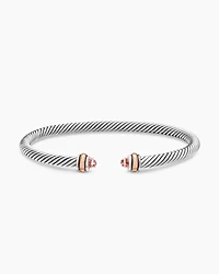 Classic Cable Bracelet Sterling Silver with 18K Rose Gold and Morganite, 4mm