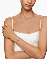 Classic Cable Bracelet Sterling Silver with 18K Rose Gold and Morganite, 4mm