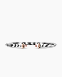 Classic Cable Bracelet Sterling Silver with 18K Rose Gold and Morganite, 4mm