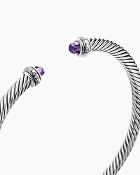 Classic Cable Bracelet Sterling Silver with Amethyst and Diamonds