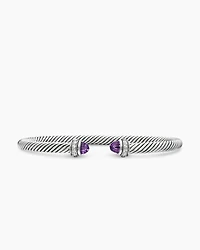Classic Cable Bracelet Sterling Silver with Amethyst and Diamonds