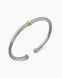 Cable Classics Bracelet 18K Yellow Gold with Pavé Station, 7mm