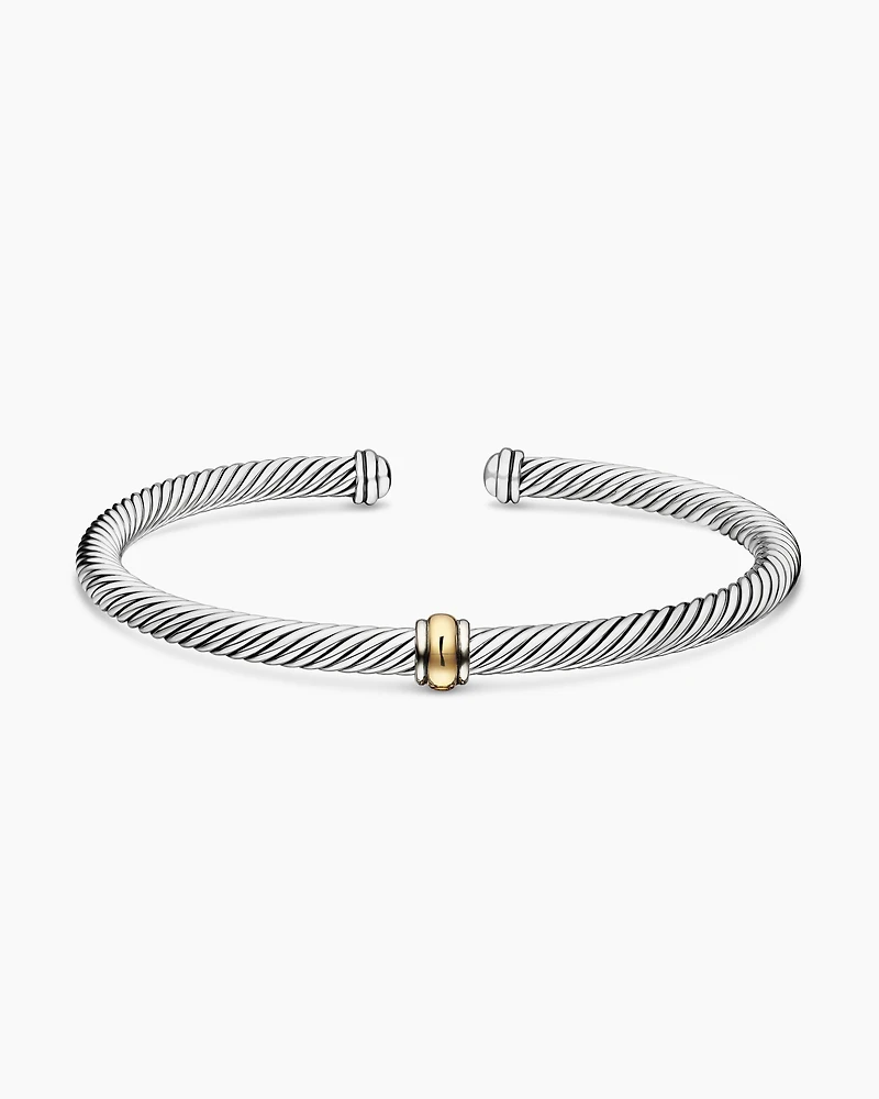 Cable Classics Bracelet 18K Yellow Gold with Pavé Station, 7mm