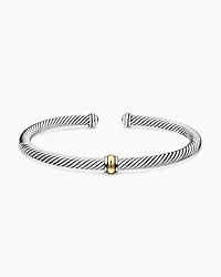Cable Classics Bracelet 18K Yellow Gold with Pavé Station, 7mm