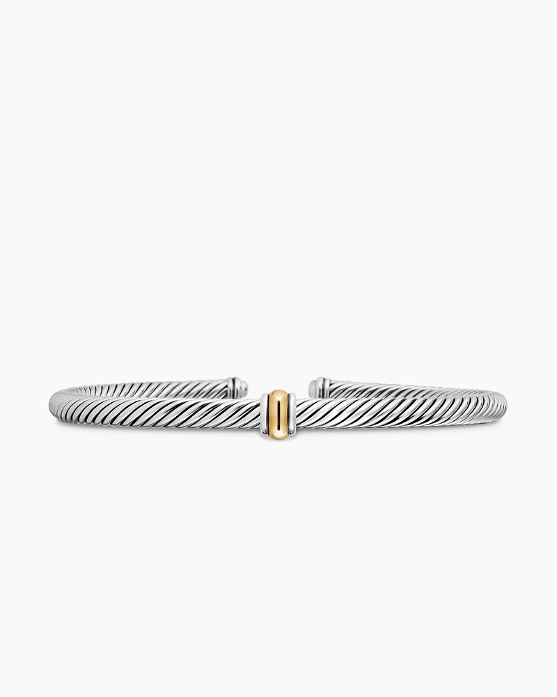 Cable Classics Bracelet 18K Yellow Gold with Pavé Station, 7mm