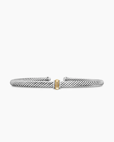 Cable Classics Bracelet 18K Yellow Gold with Pavé Station, 7mm