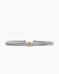 Cable Classics Bracelet 18K Yellow Gold with Pavé Station, 7mm
