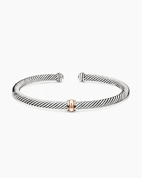 Classic Cable Station Bracelet Sterling Silver with 18K Rose Gold, 4mm