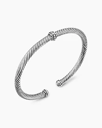 Cable Edge Bracelet Recycled Sterling Silver with Diamonds