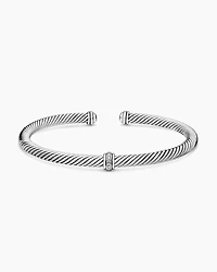 Cable Edge Bracelet Recycled Sterling Silver with Diamonds