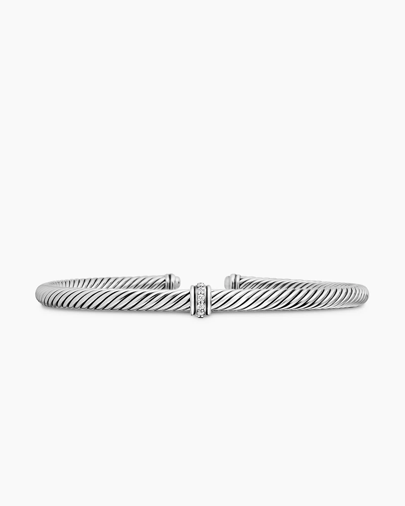 Cable Edge Bracelet Recycled Sterling Silver with Diamonds