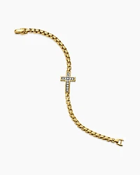 Cable Bracelet 18K Yellow Gold with Diamonds, 5mm