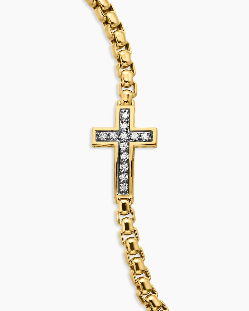 Cable Bracelet 18K Yellow Gold with Diamonds, 5mm
