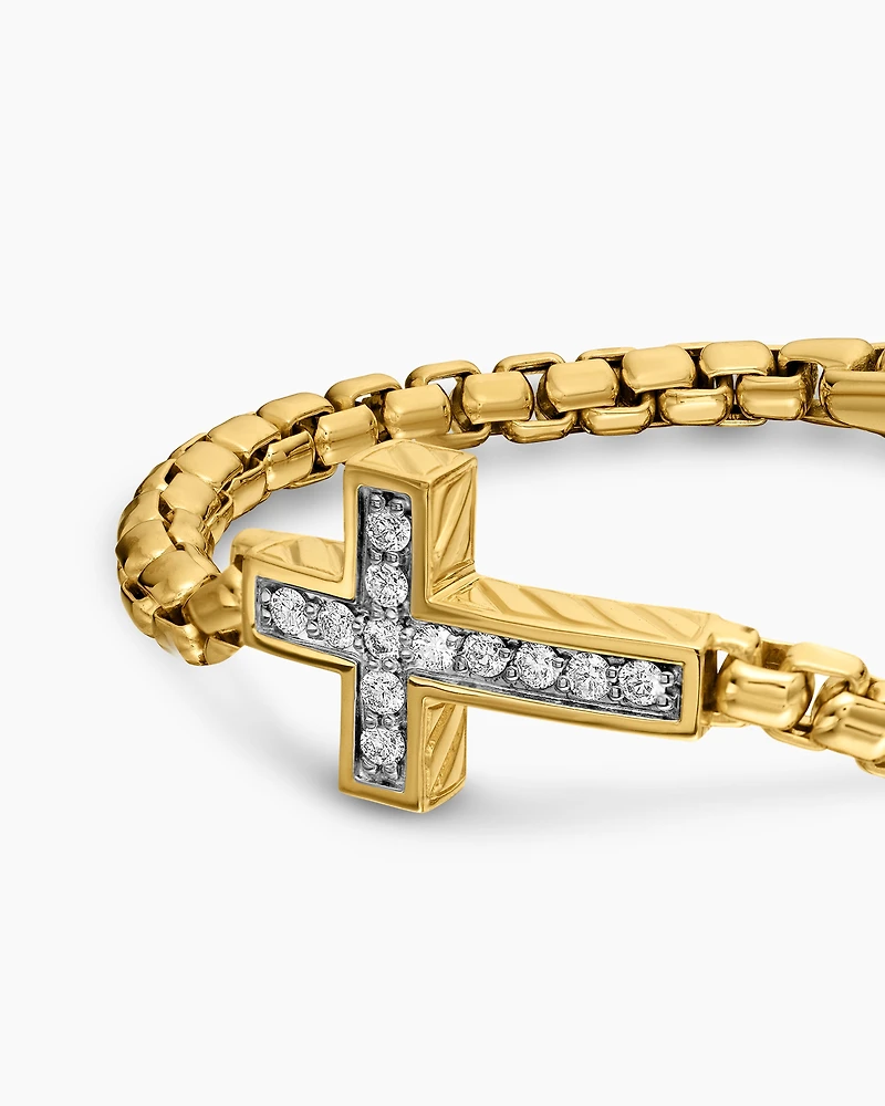 Cable Bracelet 18K Yellow Gold with Diamonds, 5mm